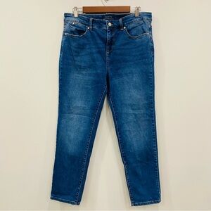 TALBOTS 12 Simply Flattering Ankle Blue Denim High Waist Jeans Stretch Casual